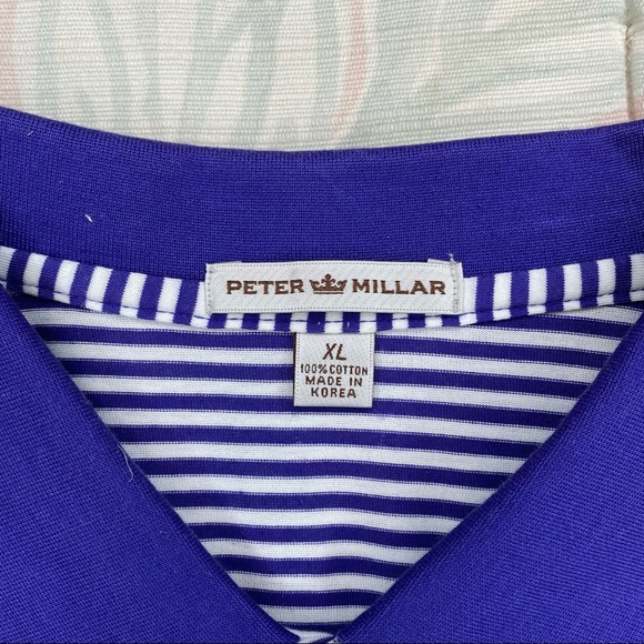 Peter Millar Stretch Stripe Golf Polo Shirt Purple - Picture 4 of 7